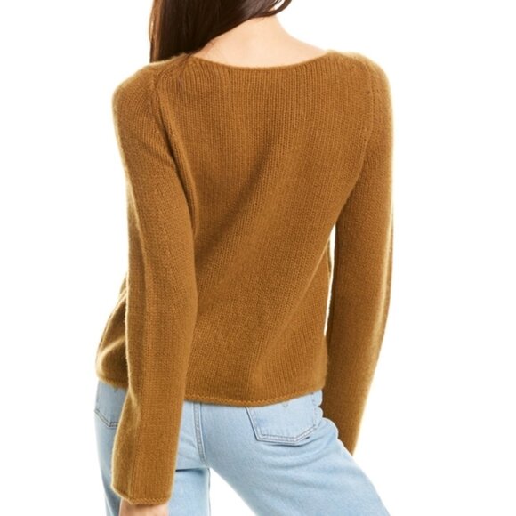 Vince Women's Off Gauge 100% Cashmere Brown Boat Neck Sweater In Women's Medium - Picture 2 of 13